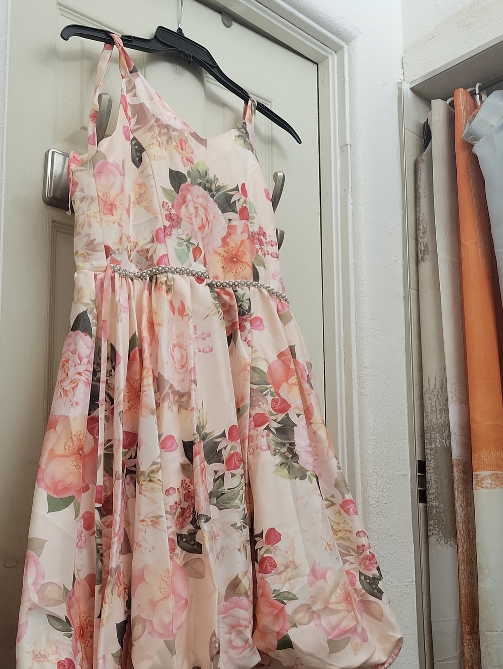Speechless Pink Floral Girls' Party Dress with Rhinestone Belt